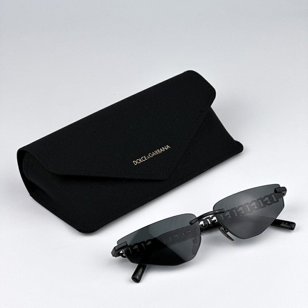 SALE! NEW D&G DG2301 01/87 Essentials Black Rimless Rectangle Women Sunglasses